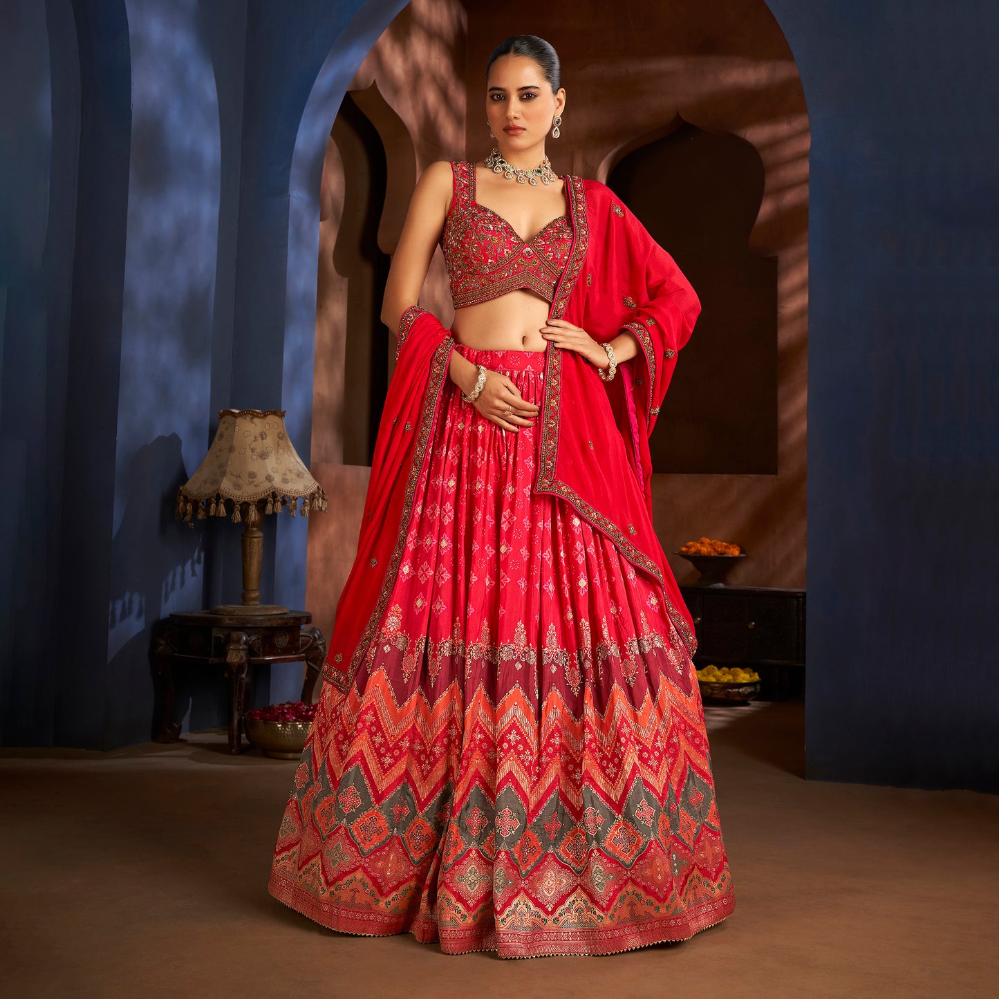 Gulal - Ready-to-Wear Multi Color Silk Lehenga Choli