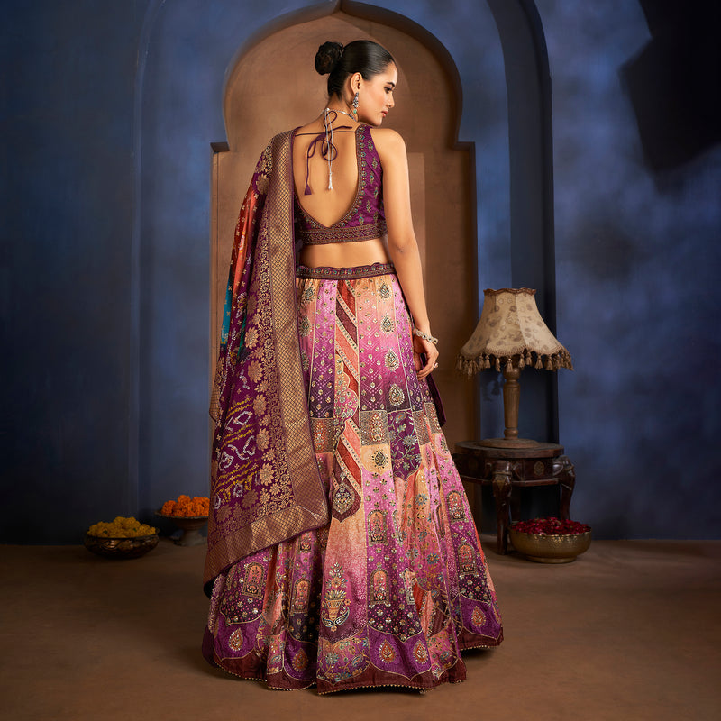 Gulaal - Ready-to-Wear Multi Color Silk Lehenga Choli JMS Studio {{ Royal Red Bridal Lehenga}}