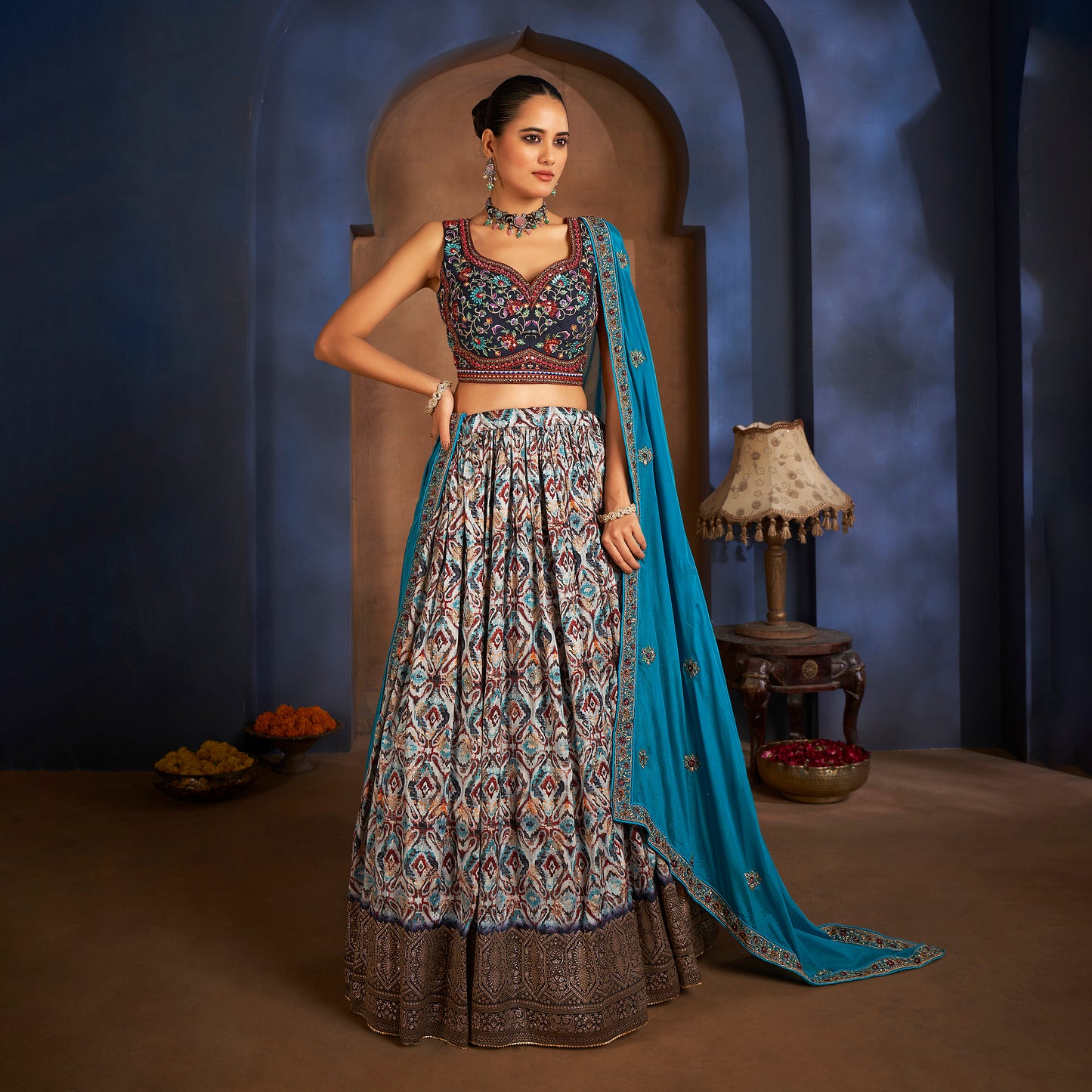 Gulal - Ready-to-Wear Multi Color Silk Lehenga Choli