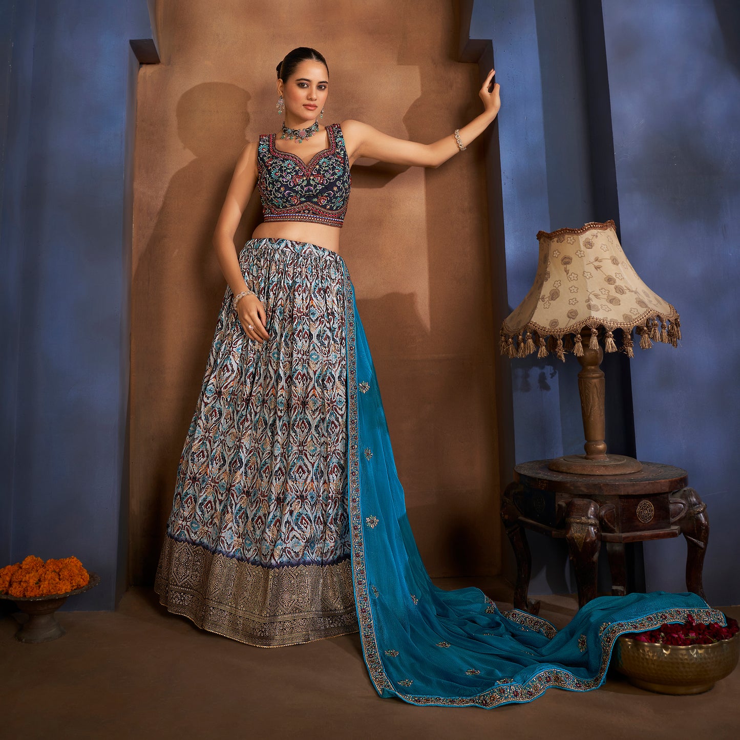 Gulal - Ready-to-Wear Multi Color Silk Lehenga Choli