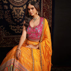 Gulaal - Ready-to-Wear Multi Color Silk Lehenga Choli JMS Studio {{ Royal Red Bridal Lehenga}}