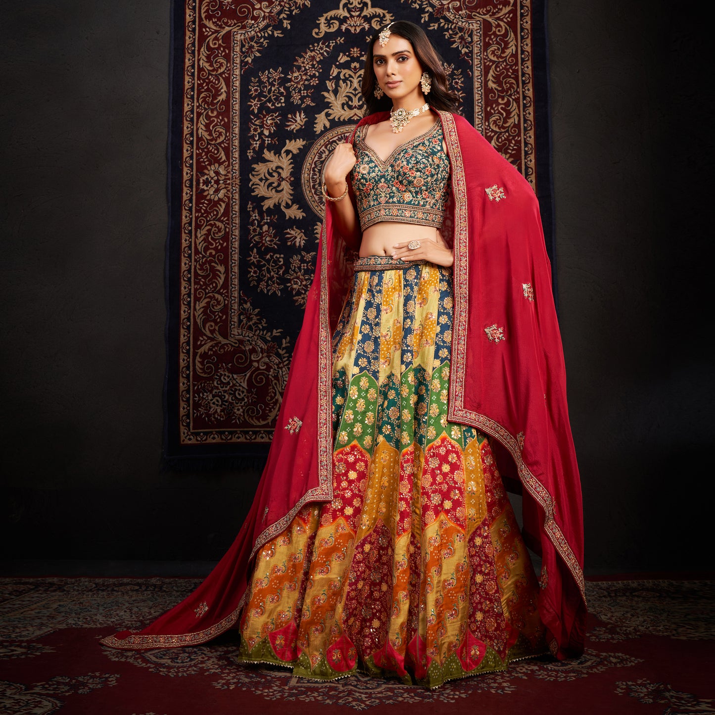 Gulaal - Ready-to-Wear Multi Color Silk Lehenga Choli