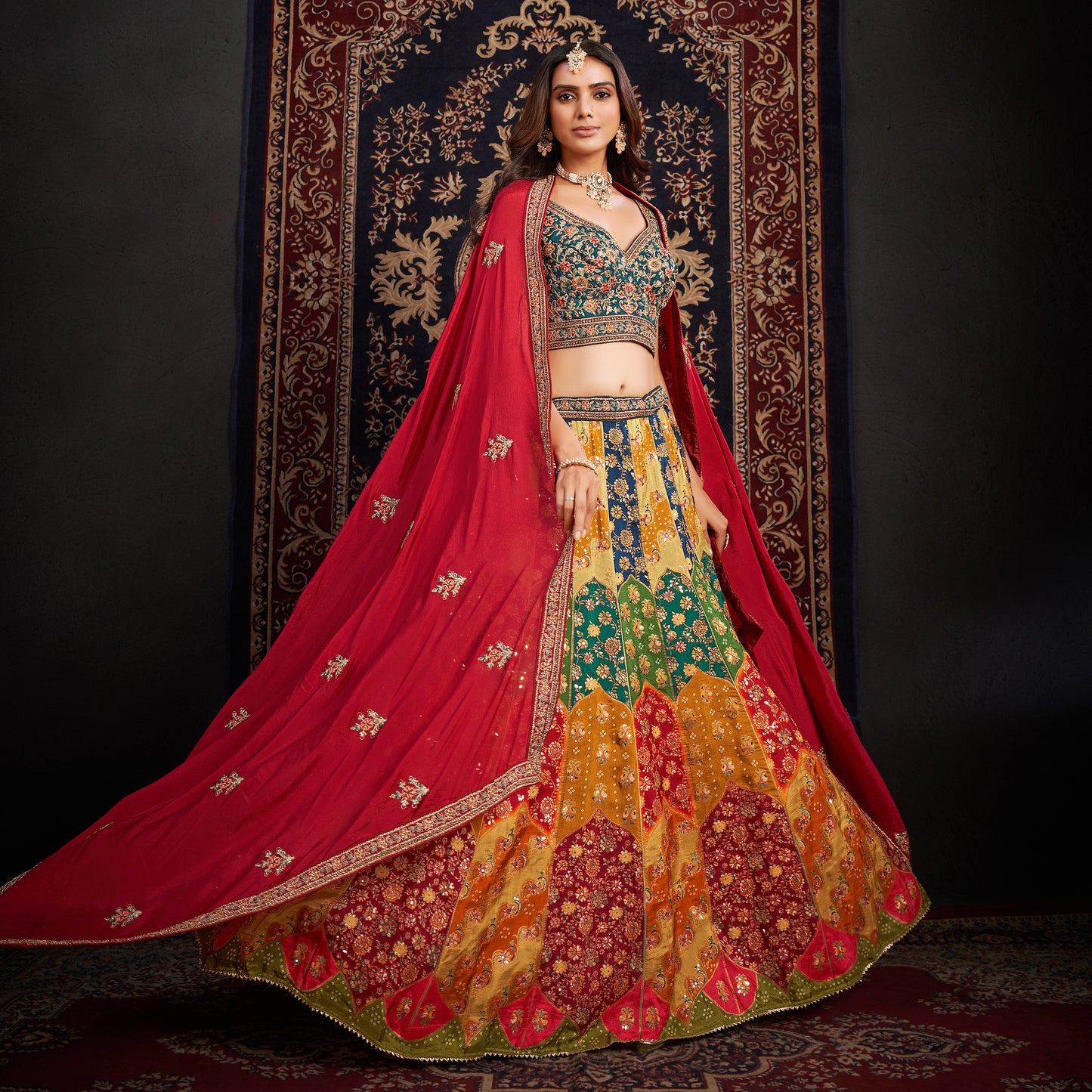 Gulaal - Ready-to-Wear Multi Color Silk Lehenga Choli