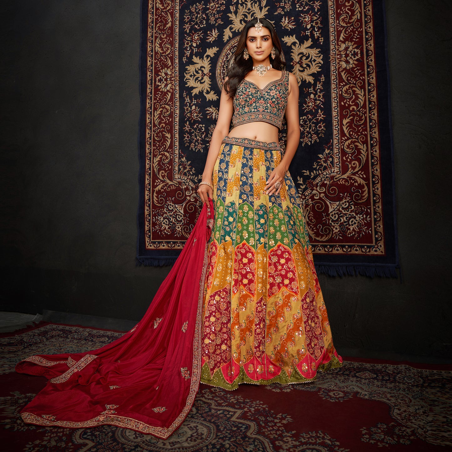 Gulaal - Ready-to-Wear Multi Color Silk Lehenga Choli