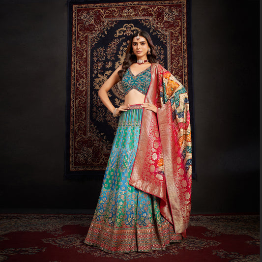 Gulaal - Ready-to-Wear Multi Color Silk Lehenga Choli