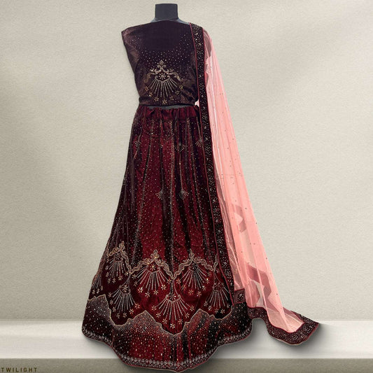 Twilight The Modern Swaroski Lehenga for Bride Sister JMS Studio {{ Royal Red Bridal Lehenga}}