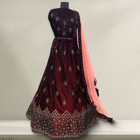 Twilight The Modern Swaroski Lehenga for Bride Sister JMS Studio {{ Royal Red Bridal Lehenga}}