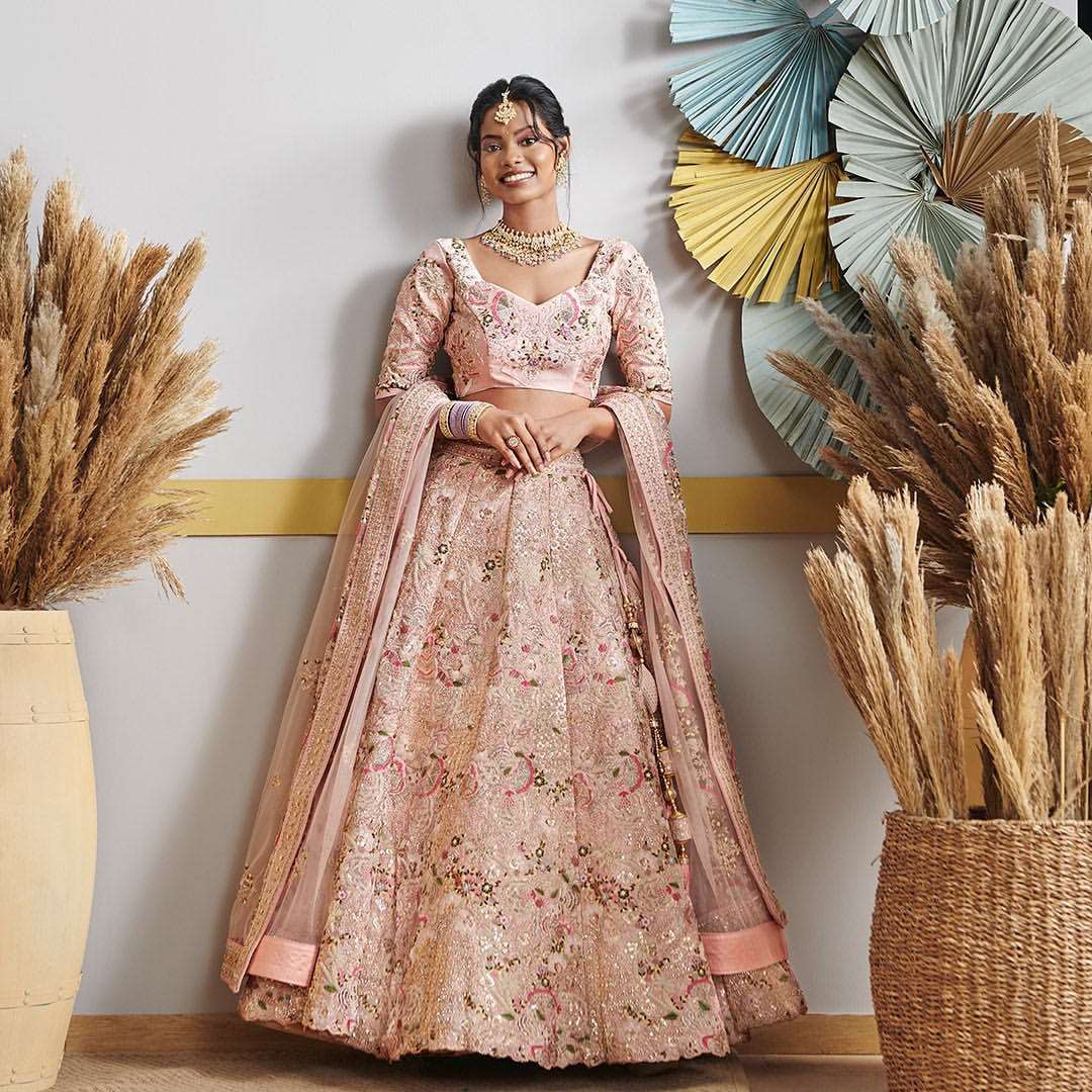 Damsel - Anamika Khanna inspired Pastel Lehenga JMS Studio {{ Royal Red Bridal Lehenga}}