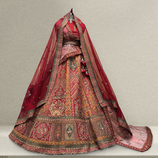 Royal Baggi- The Bollywood Royal Red Bridal Lehenga JMS Studio {{ Royal Red Bridal Lehenga}}