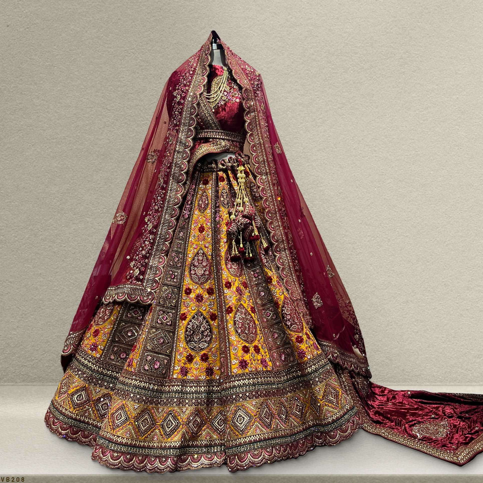 Rajgharana - The Velvet Maroon Bridal Lehenga JMS Studio {{ Royal Red Bridal Lehenga}}