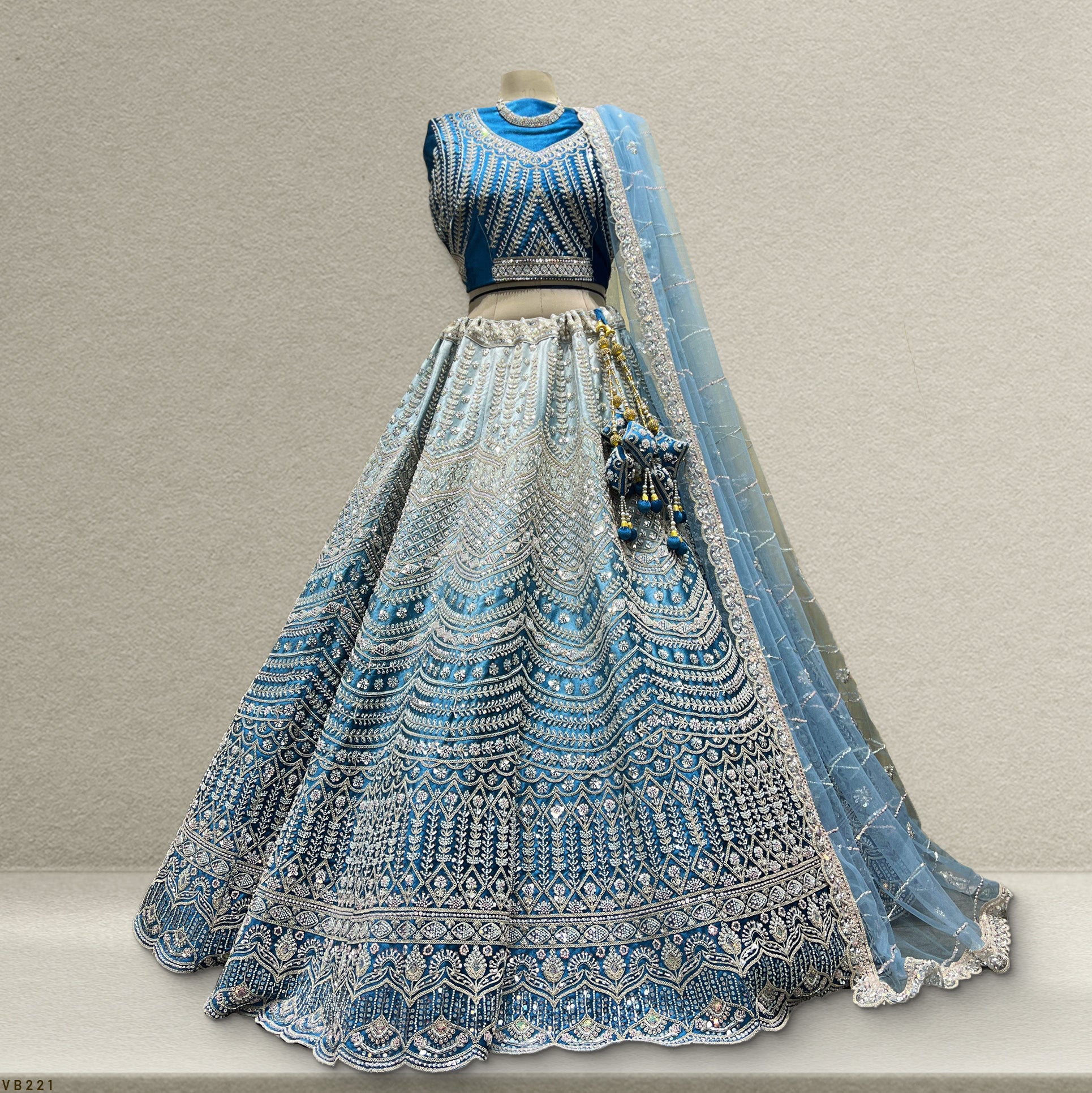 Damsel - Modern Ombre Blue lehenga for Sangeet & Reception – JMS Studio