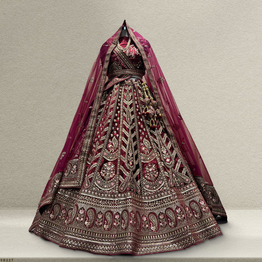 Amrapali - The Royal Rajwadi Deep Maroon Bridal Lehenga