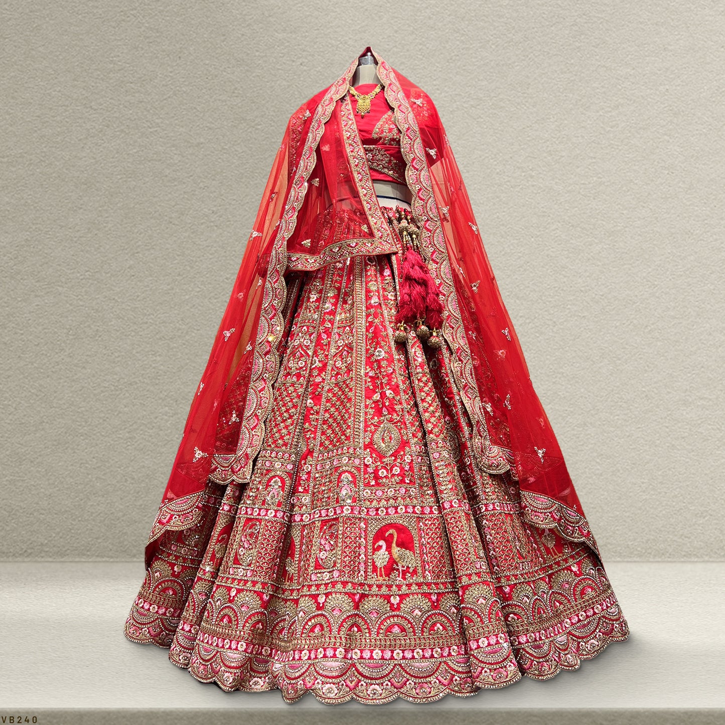 Dulhan in Red Lehenga Elegance: Handwork Royal Red Bridal Lehenga