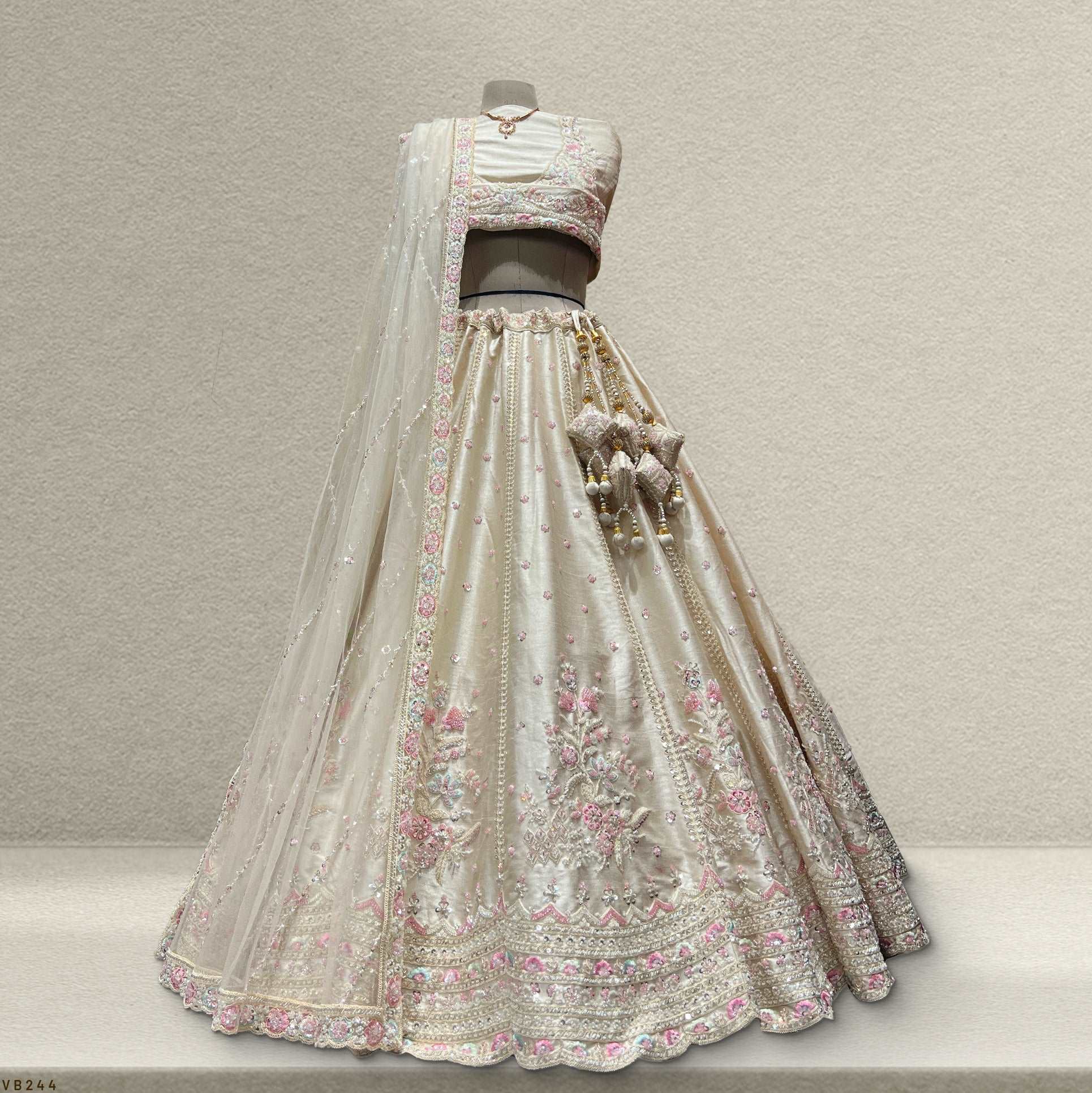 Jazzagals - Beads & Pearls Handwork Off White Color Lehenga