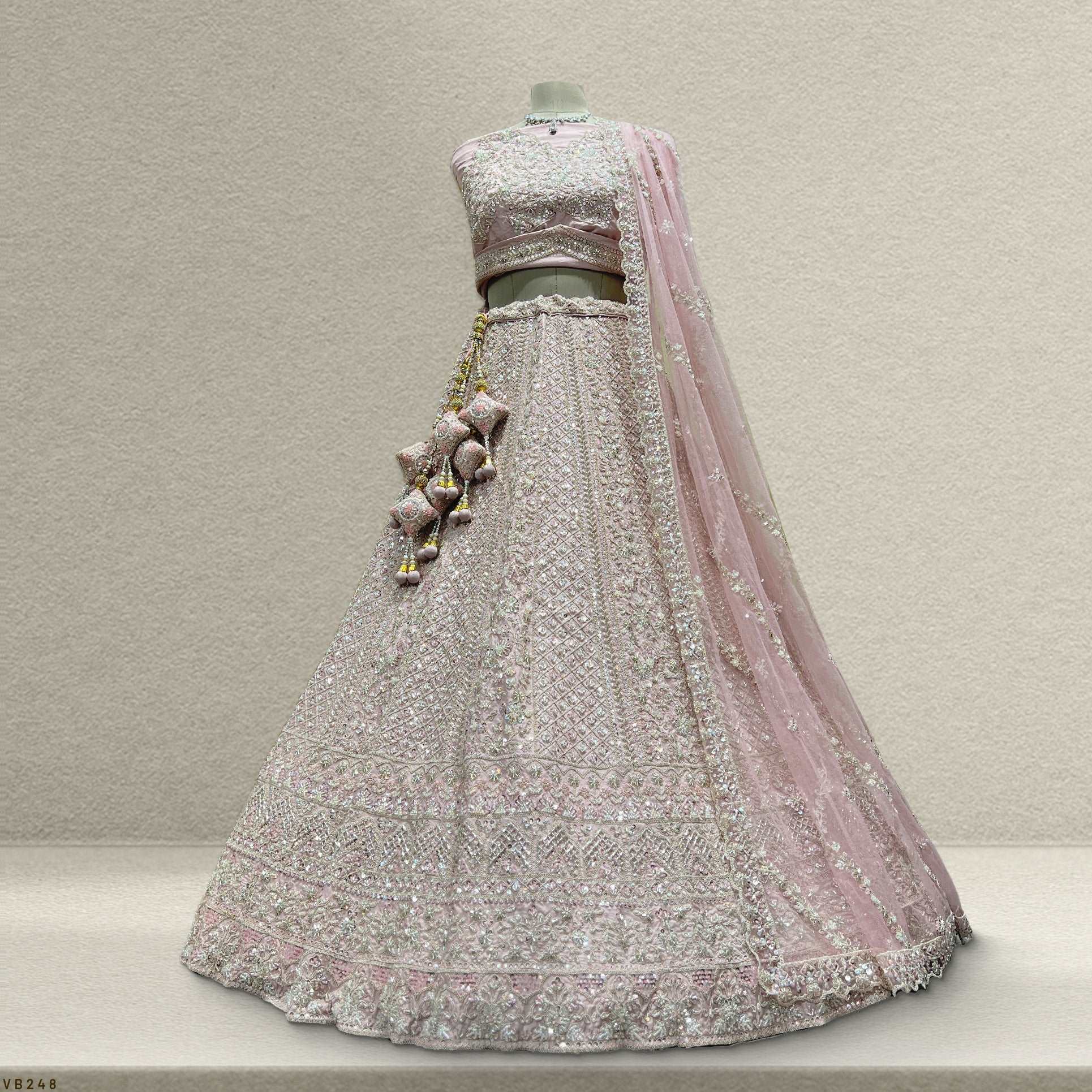 Jazzagals - Beads & Pearls Handwork Soft Pink Color Lehenga