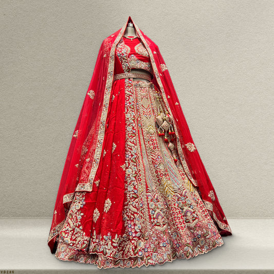 Sangria : Double Dupatta Royal Red Bridal Lehenga