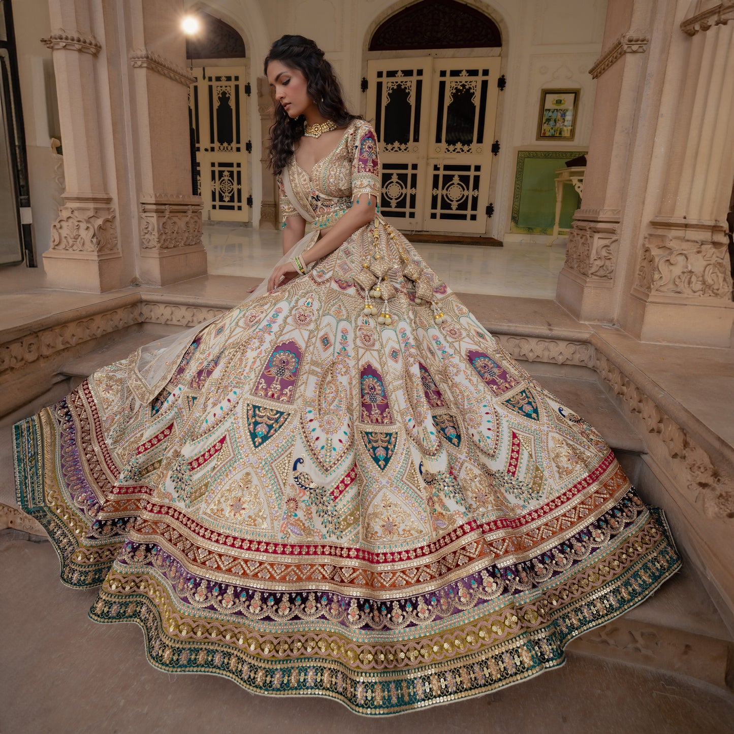 Rosé - Wedding Trousseau in Pastel Hues JMS Studio {{ Royal Red Bridal Lehenga}}