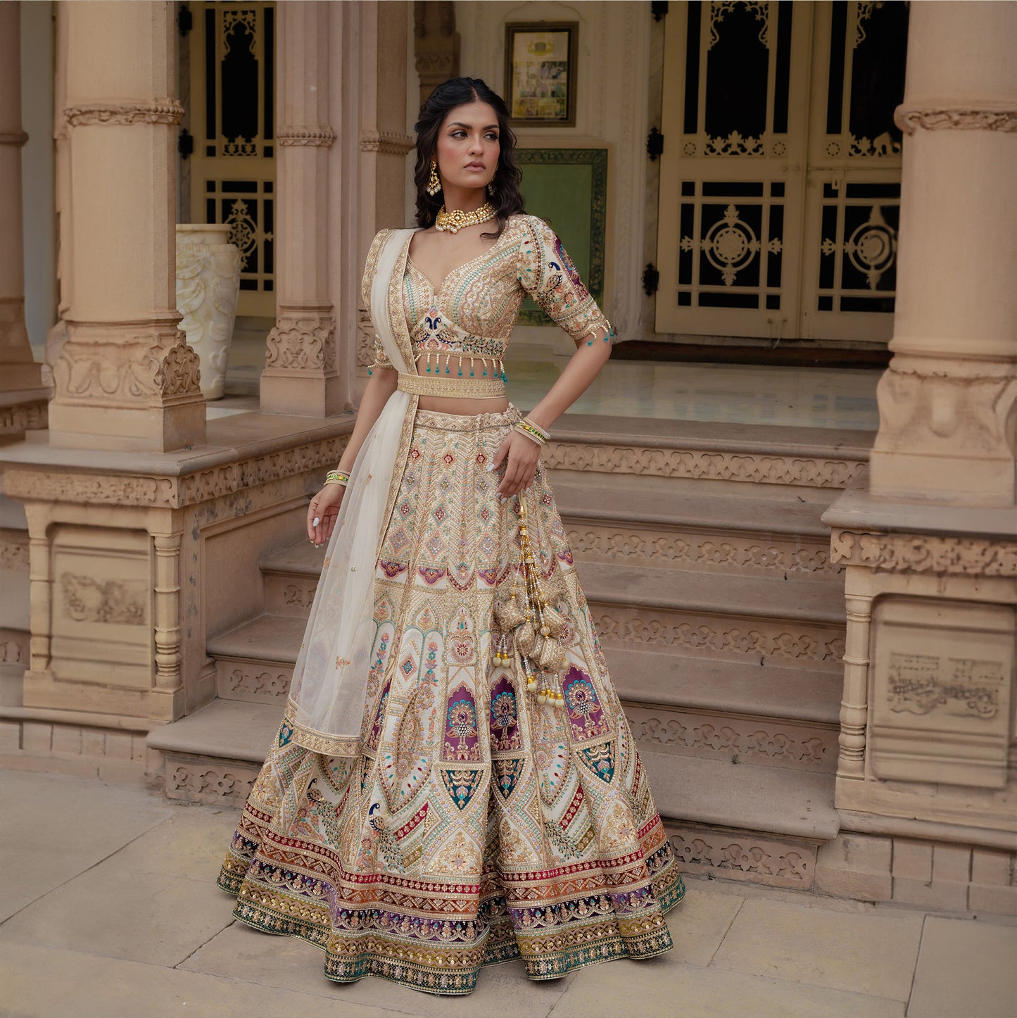 Rosé - Wedding Trousseau in Pastel Hues JMS Studio {{ Royal Red Bridal Lehenga}}