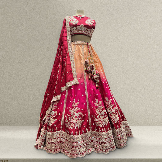 Jazzagals - Beads & Pearls Handwork Ombre Designer Lehenga JMS Studio {{ Royal Red Bridal Lehenga}}