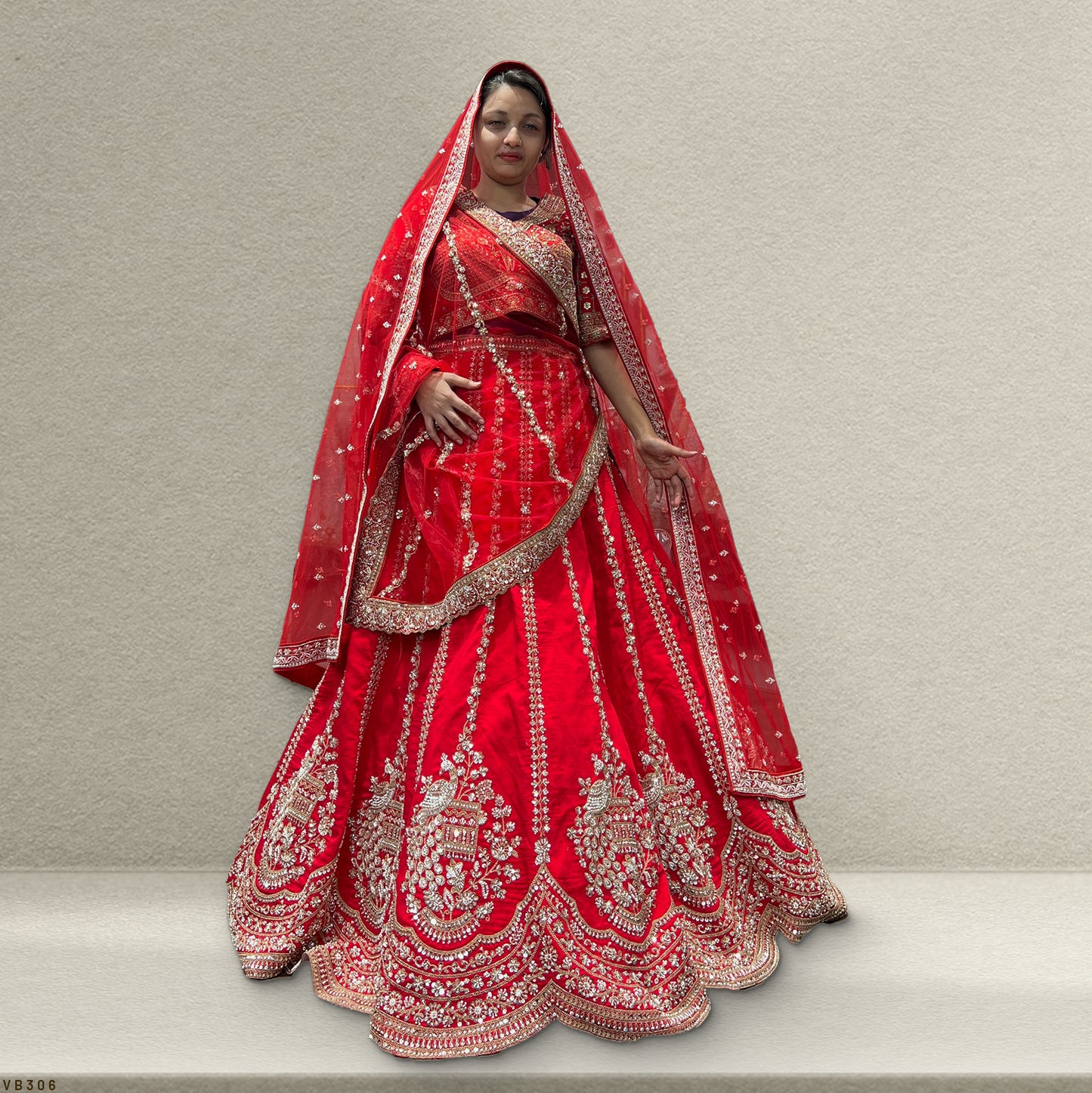 Sangria : Double Dupatta Handwork Royal Red Bridal Lehenga