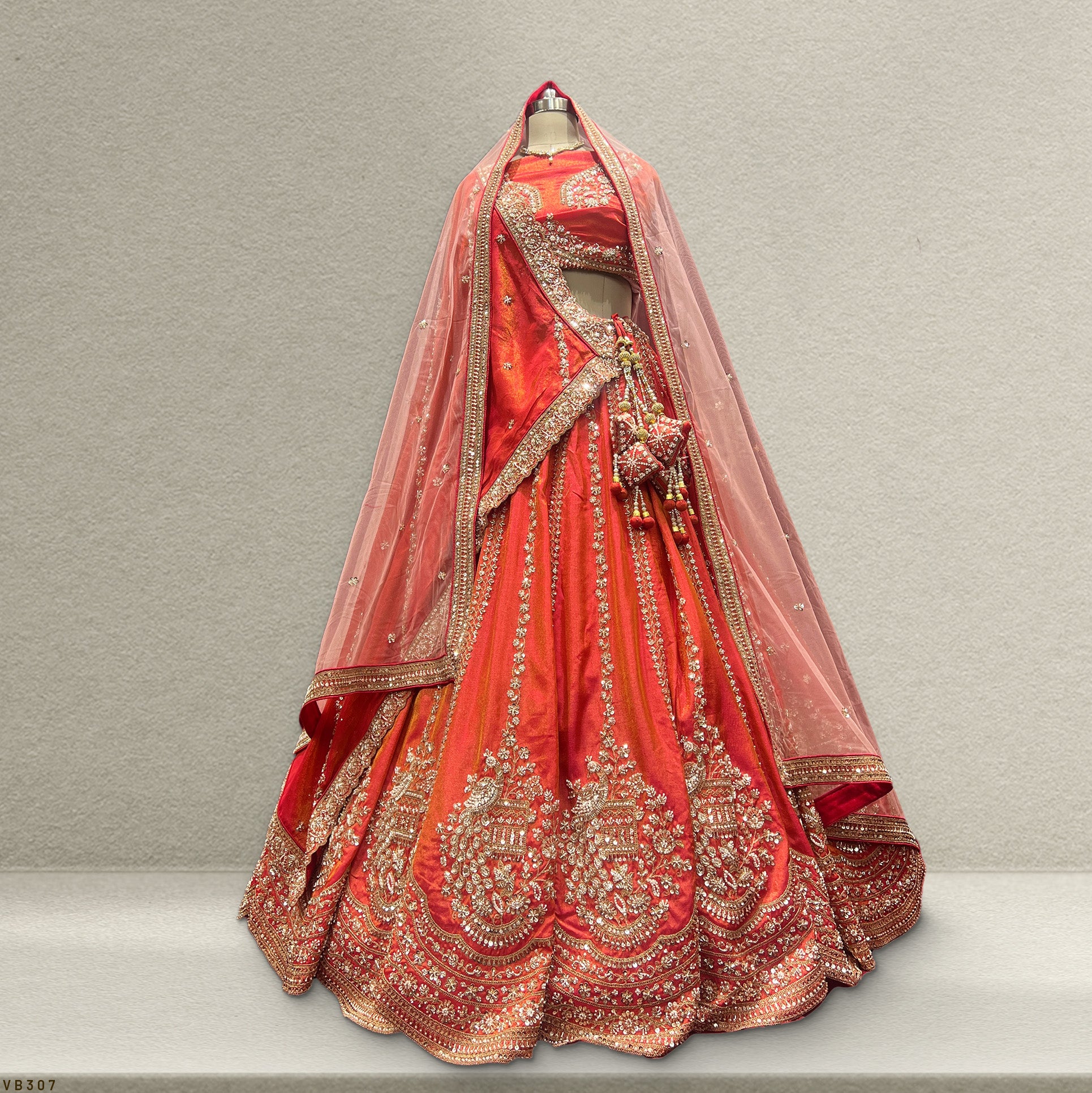 Royal Baggi - Viral Orange Handwork Lehenga with Double Dupatta JMS Studio {{ Royal Red Bridal Lehenga}}