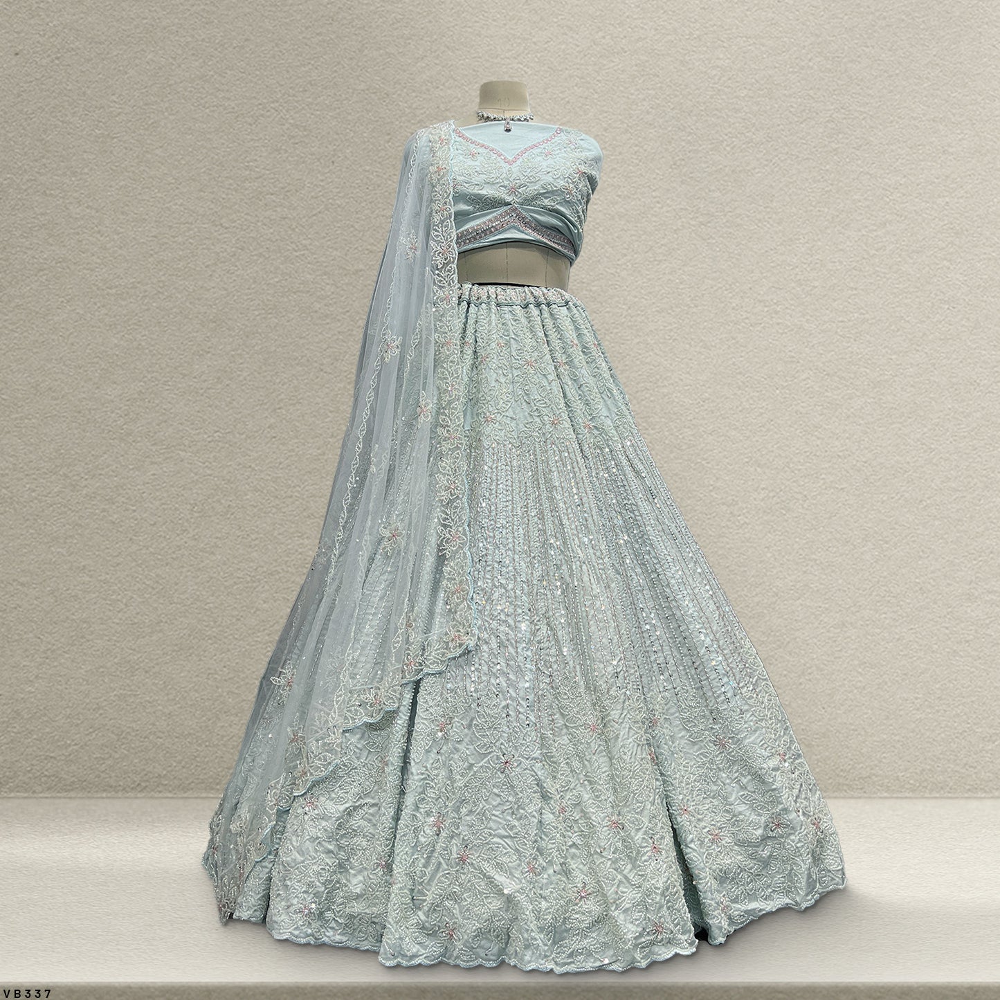 Jazzagals - Designer Replica Powder Blue Handwork Couture Lehenga - JMS Studio