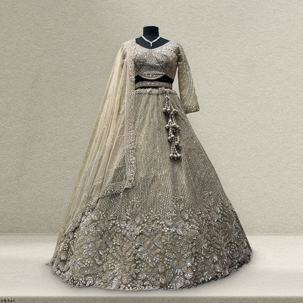 Celestial Collection: Ready-to-Wear Deep Ivory Engagement Lehenga - JMS Studio