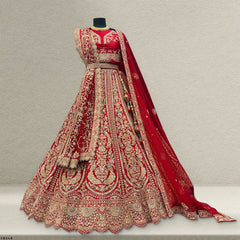 JMS Studio Royal Red Bridal Lehenga With Double Dupatta