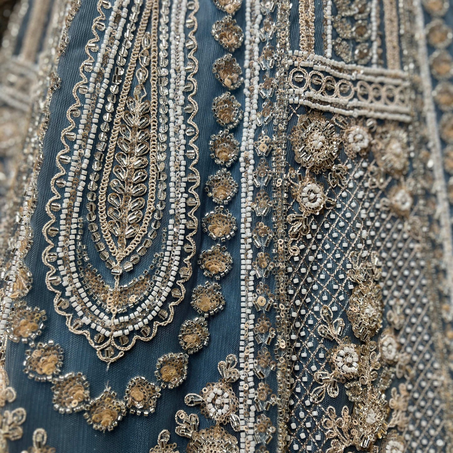 JMS Studio Blue Handwork Lehenga for Reception & Sangeet for Bride