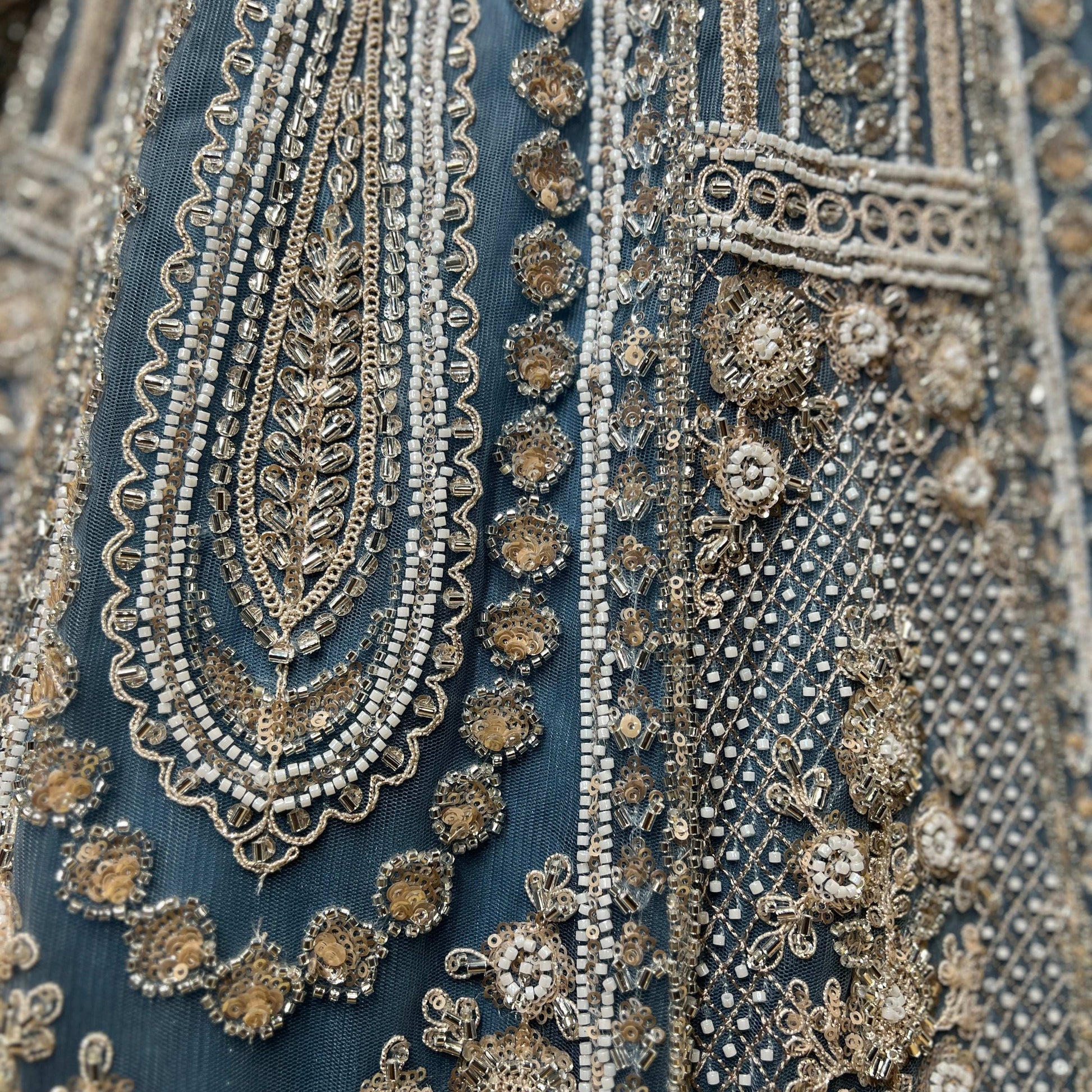 JMS Studio Blue Handwork Lehenga for Reception & Sangeet for Bride