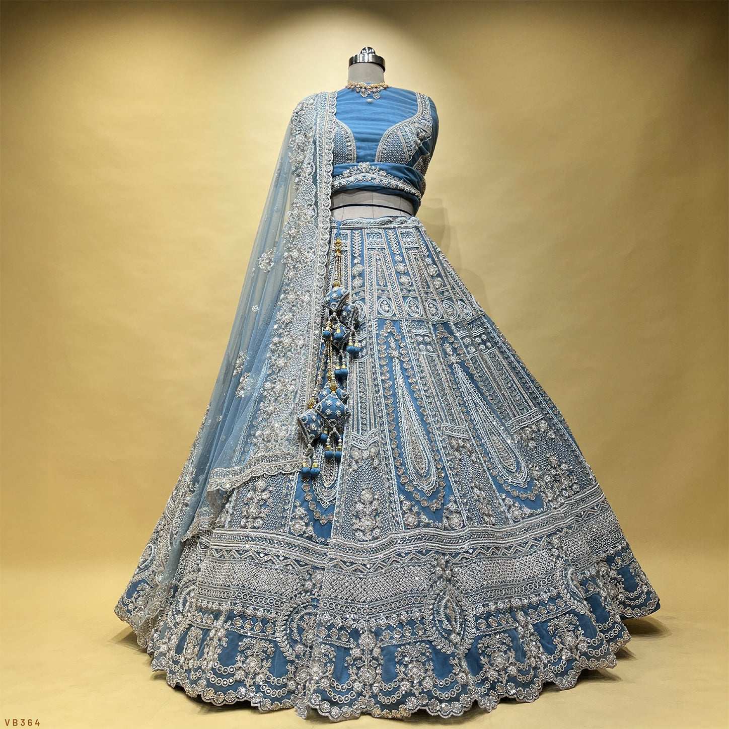 JMS Studio Blue Handwork Lehenga for Reception & Sangeet for Bride