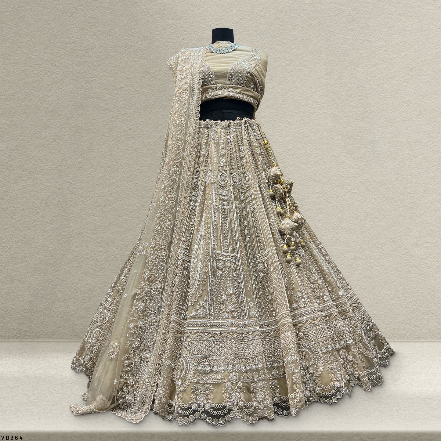 JMS Studio Ivory Handwork Lehenga for Reception & Sangeet for Bride