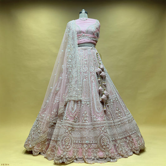 JMS Studio Pink Handwork Lehenga for Reception & Sangeet for Bride