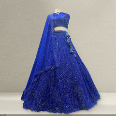 Jazzagals - Ready-To-Wear Designer Monotone Handwork Couture Lehenga Royal Blue