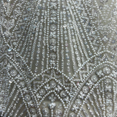 Jazzagals - Designer Pearl White Handwork Couture Reception Lehenga