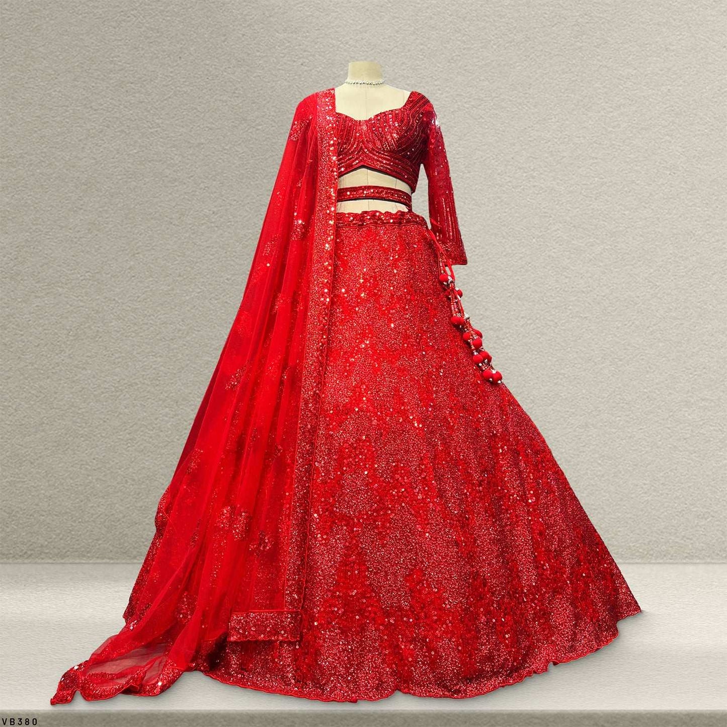 Jazzagals - Ready-To-Wear Designer Monotone Handwork Couture Red Lehenga