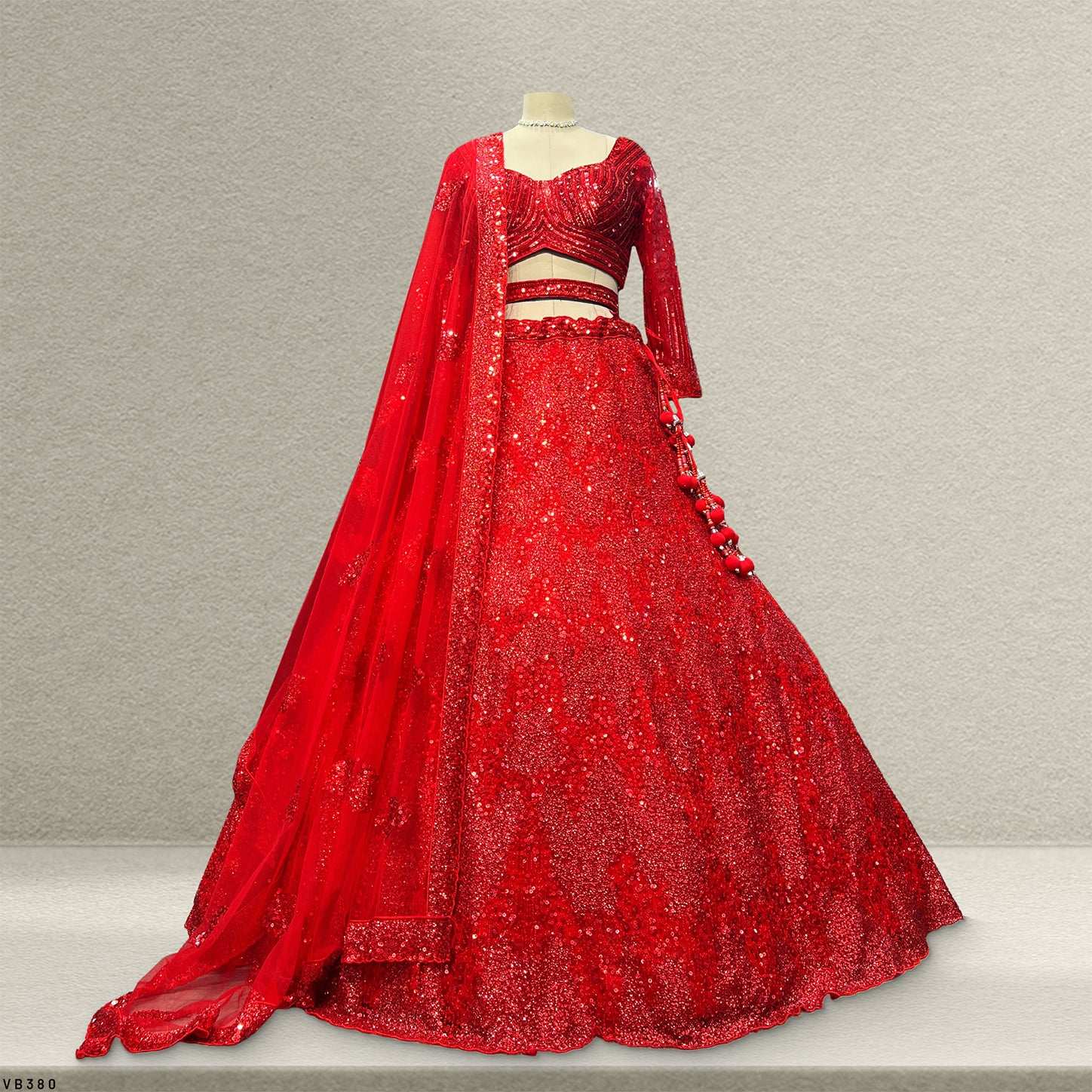 Jazzagals - Ready-To-Wear Designer Monotone Handwork Couture Red Lehenga