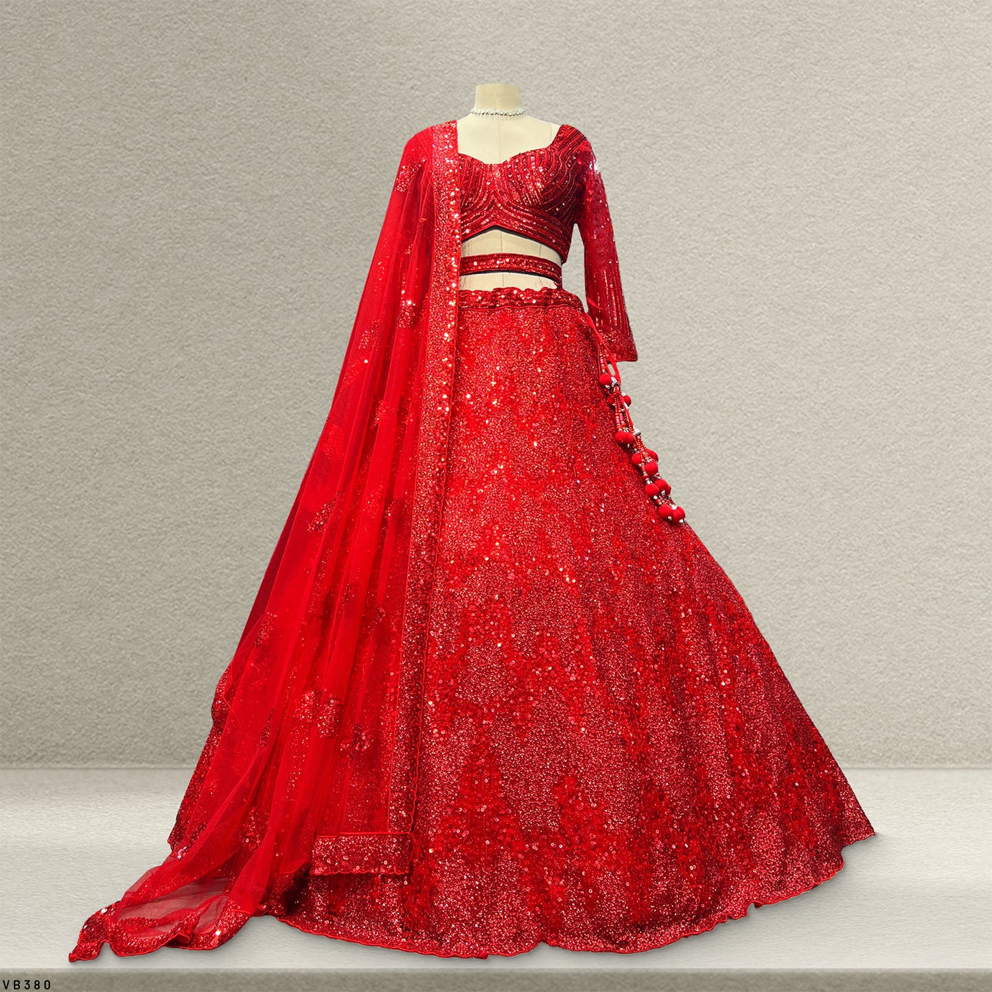 Jazzagals - Ready-To-Wear Designer Monotone Handwork Couture Red Lehenga