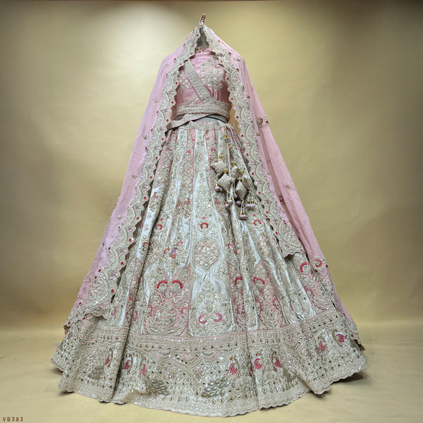 Damsel - Multicolor Patchwork Pastel Bridal Reception Lehenga