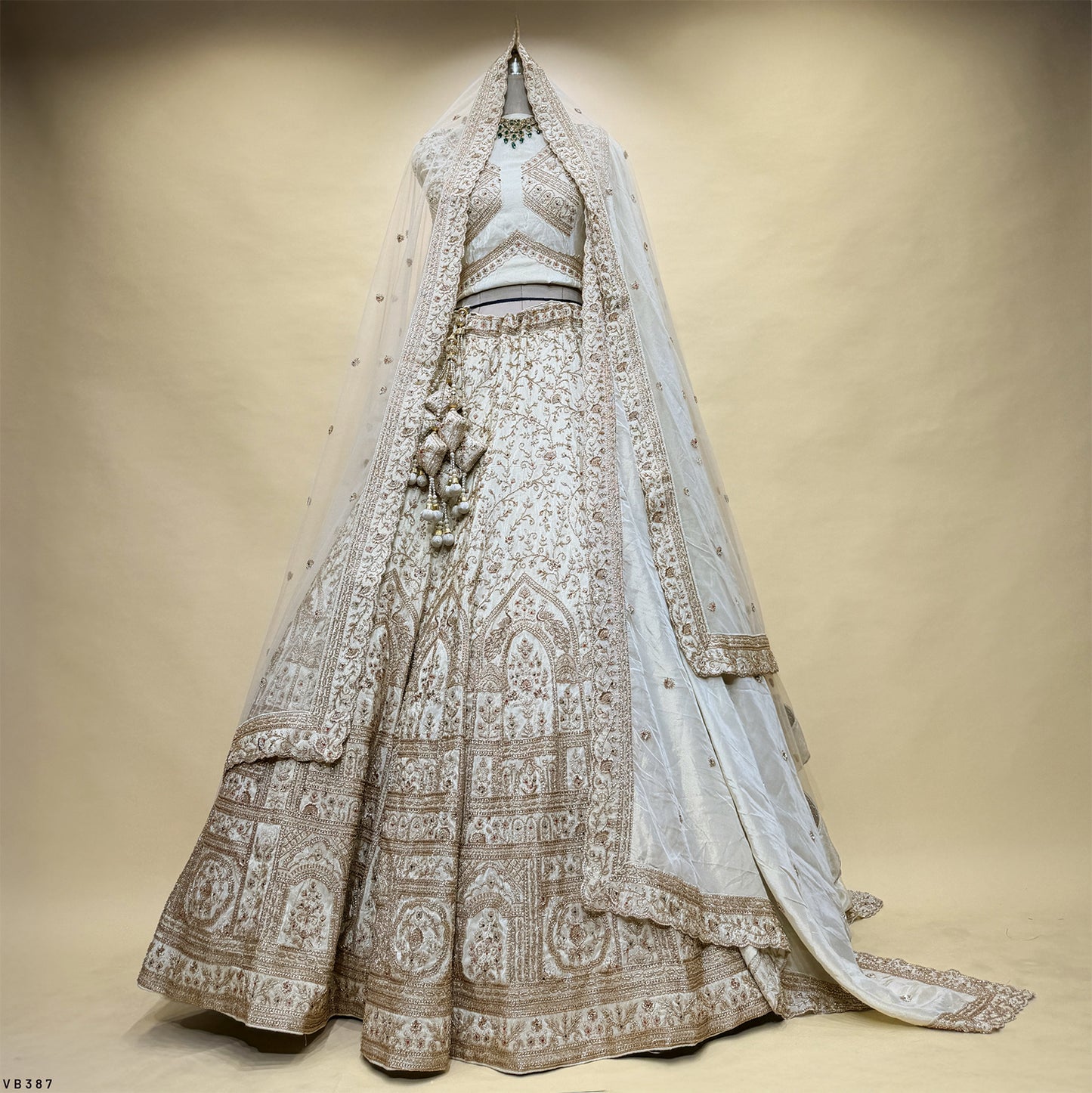 Damsel - Soft Ivory Silk Royal Look Golden Handwork Designer Lehenga