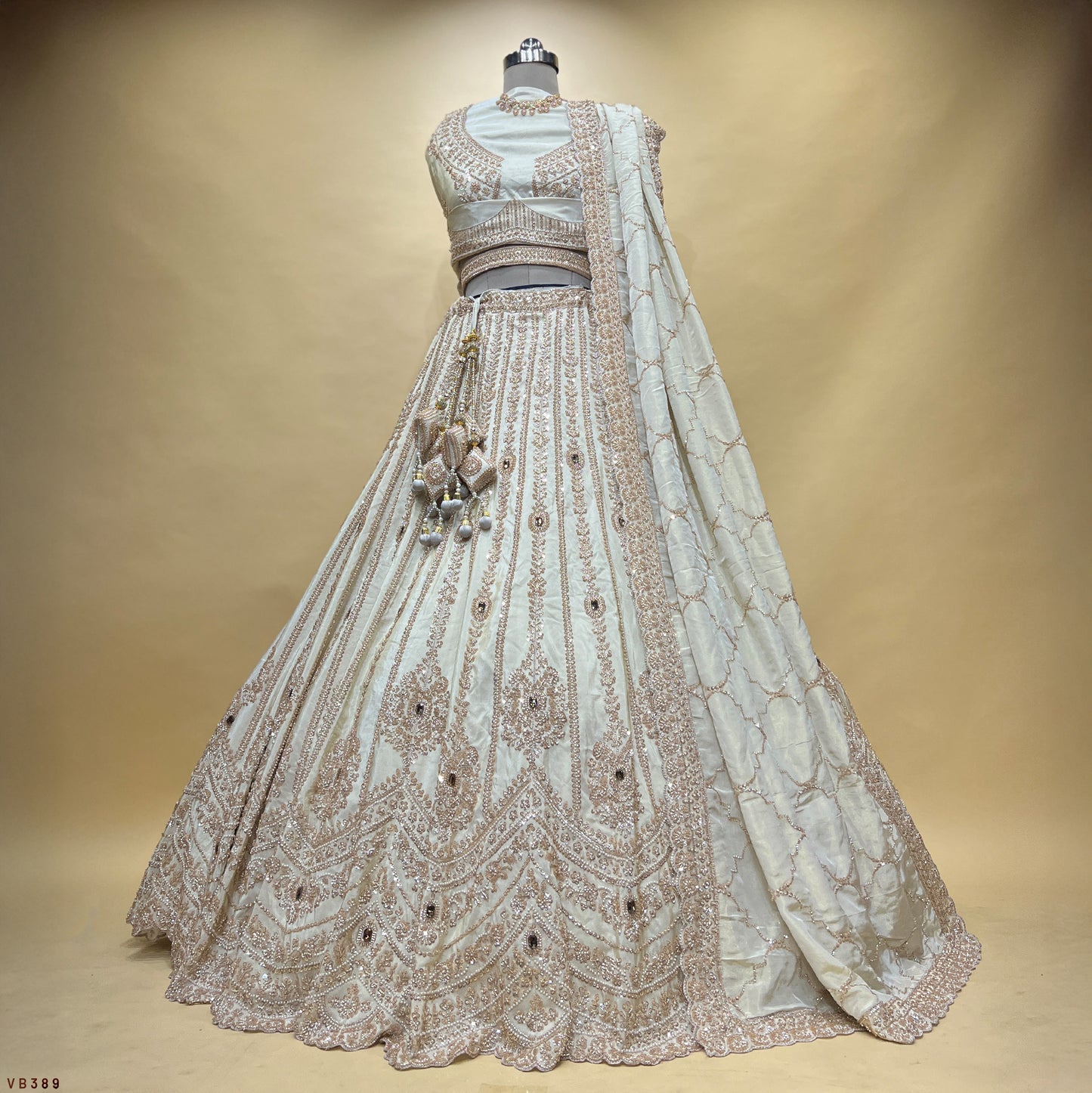 Damsel - Soft Ivory Silk Royal Look Golden Handwork Designer Lehenga