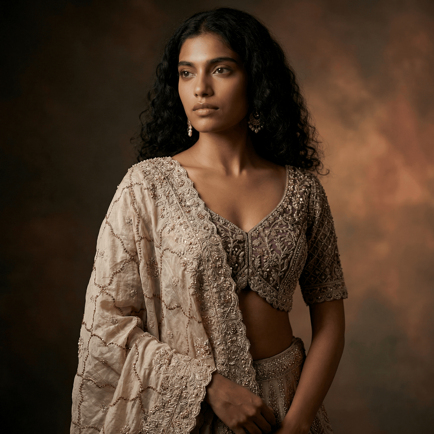 Damsel - Double Dupatta Multicolor Doriwork Pastel Bridal Lehenga