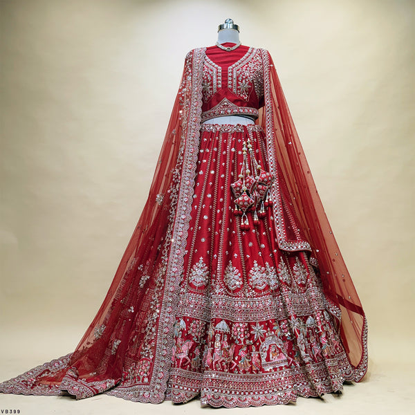 Royal Baggi : Dulhan in Royal Red Handwork Bridal Lehenga