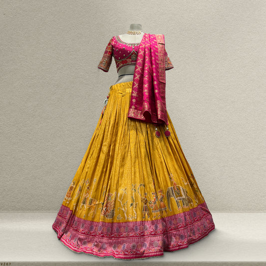 Vantara - Multicolor Premium Silk Position Print Patola Lehenga