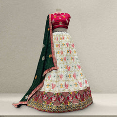 Aisha - Gharchola Pattern Embroidered Georgette Lehenga Set