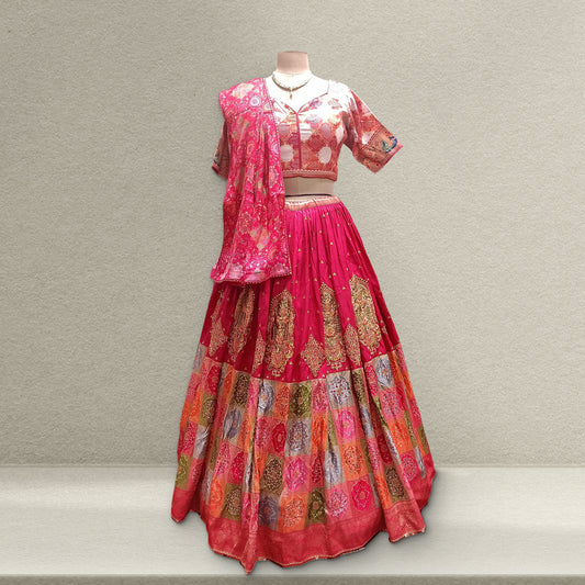 Shringaar: Faux Gajji Silk Ready-to-Wear Rich Banarasi Lehenga JMS Studio {{ Royal Red Bridal Lehenga}}