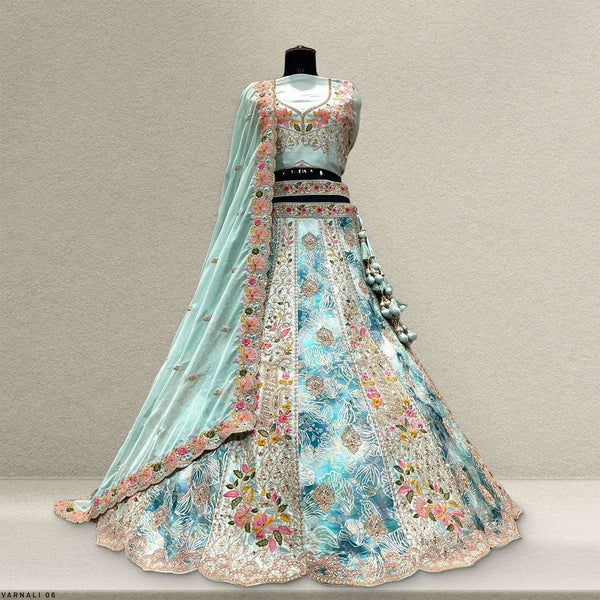 Varnali: Multicolor Banarasi Lehenga with Heavy Blouse & Organza Dupatta