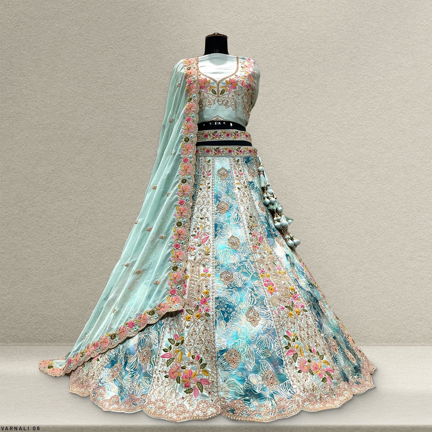 Varnali: Multicolor Banarasi Lehenga with Heavy Blouse & Organza Dupatta