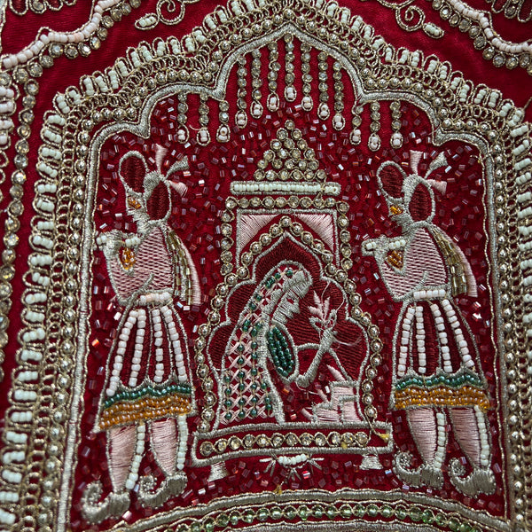 Amrapali - Doli Baraat Handwork Raw Silk Royal Red Bridal Lehenga