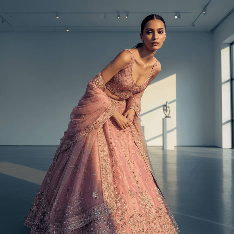 Amrapali - Tissue Silk Zardosi Handwork Royal Look Designer Lehenga